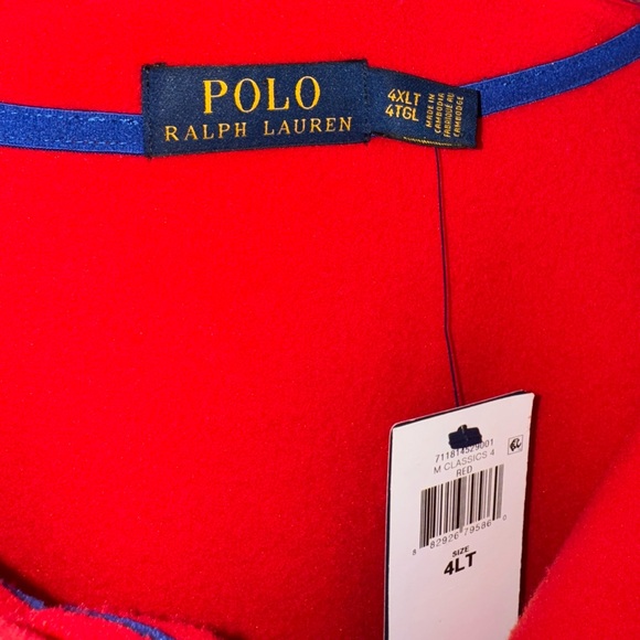 NEW Polo Ralph Lauren Red Fleece Snap Pullover Jacket 4XLT 4LT 4XL Big Tall NWT - Picture 3 of 11
